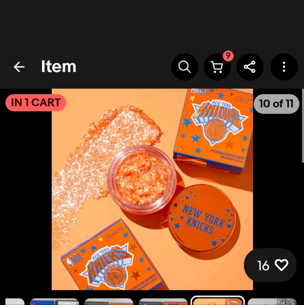 Colourpop NBA Knicks Makeup Bag, Go NY Gel Eyeliner Duo & Knicks Glitter Gel - Picture 11 of 11